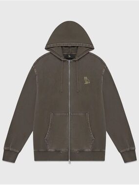 OVO Muskoka Garment Dyed Full-Zip Hoodie in Brown | October’s Very Own